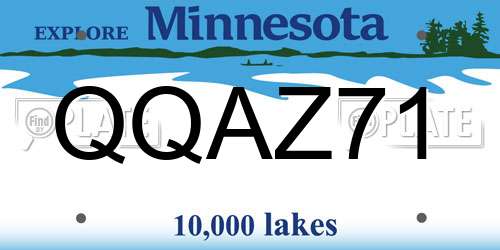 QQAZ71 Minnesota License Plate