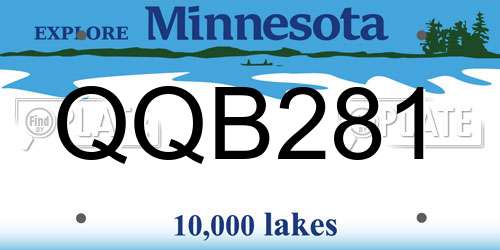 QQB281 Minnesota License Plate