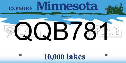 QQB781 Minnesota License Plate