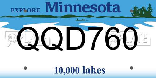 QQD760 Minnesota License Plate