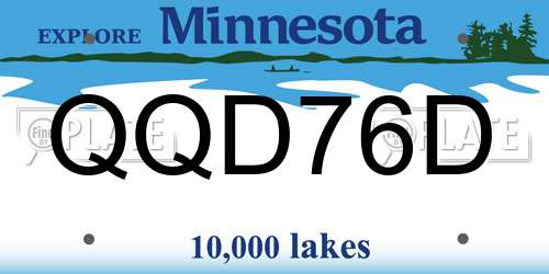 QQD76D Minnesota License Plate