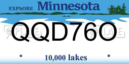 QQD76O Minnesota License Plate