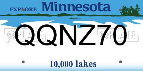 QQNZ70 Minnesota License Plate