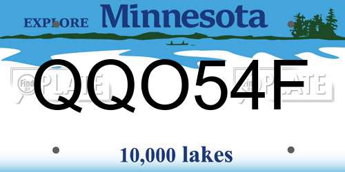 QQO54F Minnesota License Plate