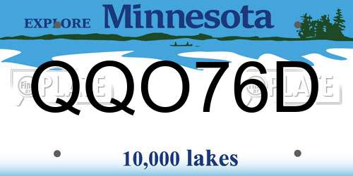 QQO76D Minnesota License Plate