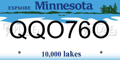 QQO76O Minnesota License Plate
