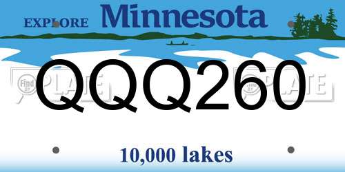 QQQ260 Minnesota License Plate