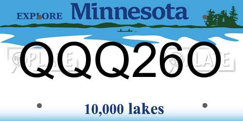 QQQ26O Minnesota License Plate