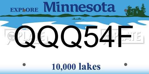 QQQ54F Minnesota License Plate
