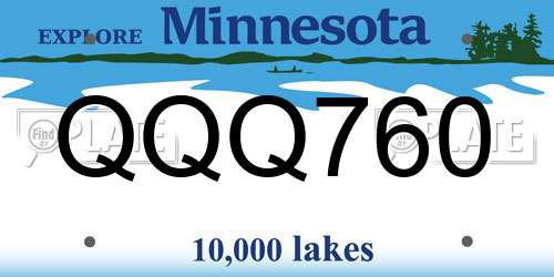 QQQ760 Minnesota License Plate