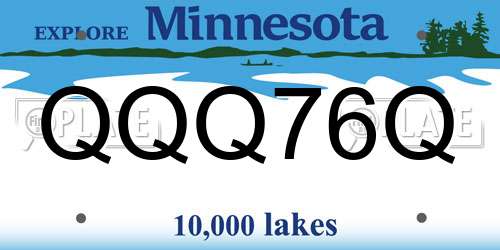 QQQ76Q Minnesota License Plate