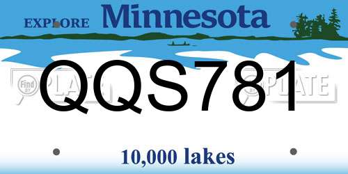QQS781 Minnesota License Plate