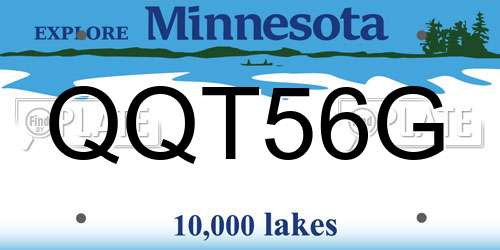 QQT56G Minnesota License Plate
