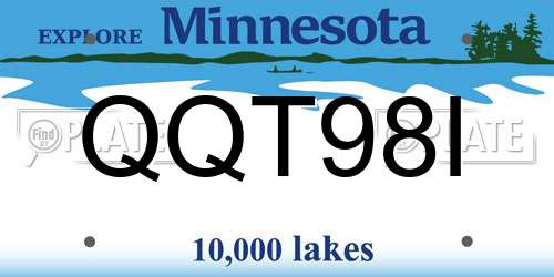 QQT98I Minnesota License Plate