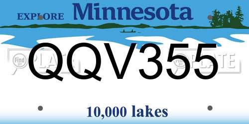 QQV355 Minnesota License Plate