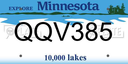 QQV385 Minnesota License Plate