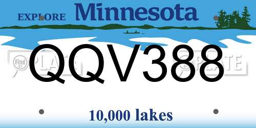 QQV388 Minnesota License Plate