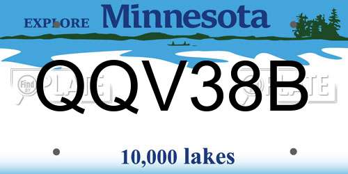 QQV38B Minnesota License Plate