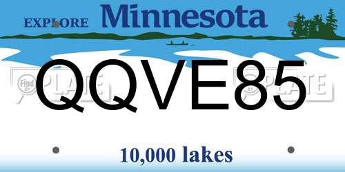QQVE85 Minnesota License Plate