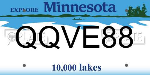 QQVE88 Minnesota License Plate