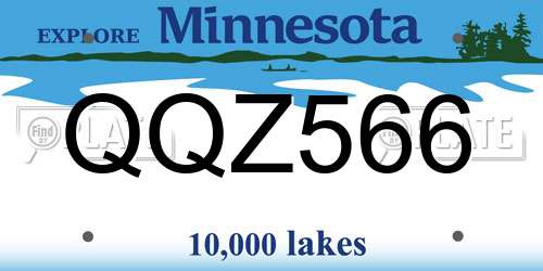 QQZ566 Minnesota License Plate