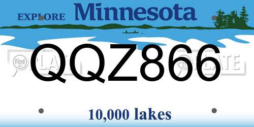 QQZ866 Minnesota License Plate