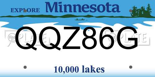 QQZ86G Minnesota License Plate