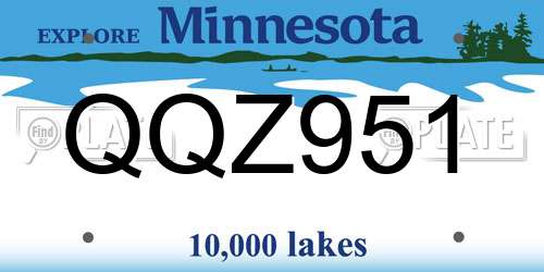 QQZ951 Minnesota License Plate