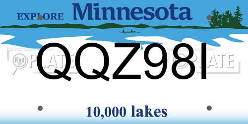QQZ98I Minnesota License Plate