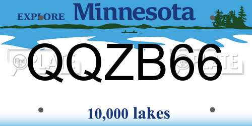 QQZB66 Minnesota License Plate