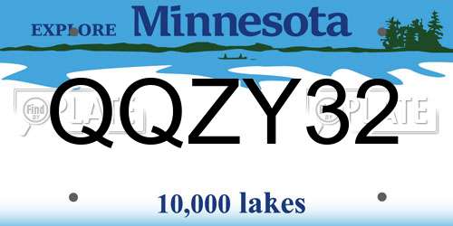 QQZY32 Minnesota License Plate