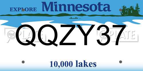 QQZY37 Minnesota License Plate