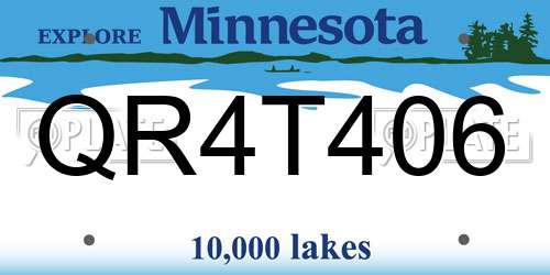 QR4T406 Minnesota License Plate