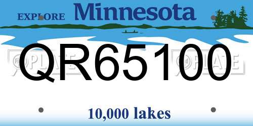 QR65100 Minnesota License Plate