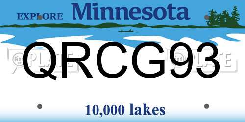 QRCG93 Minnesota License Plate