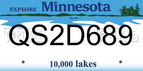 QS2D689 Minnesota License Plate