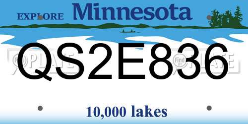 QS2E836 Minnesota License Plate