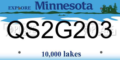 QS2G203 Minnesota License Plate
