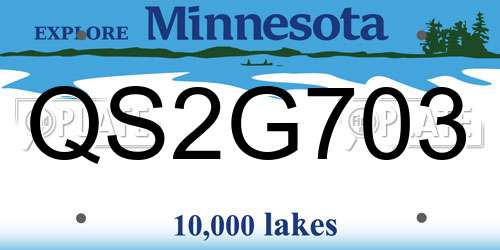QS2G703 Minnesota License Plate