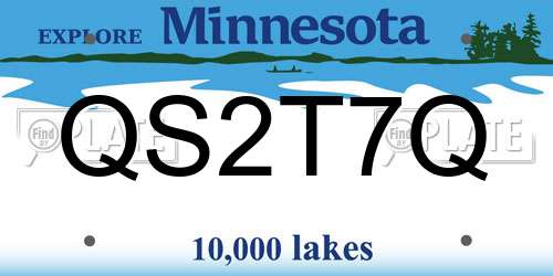 QS2T7Q Minnesota License Plate