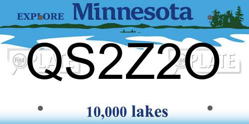 QS2Z2O Minnesota License Plate
