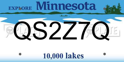 QS2Z7Q Minnesota License Plate