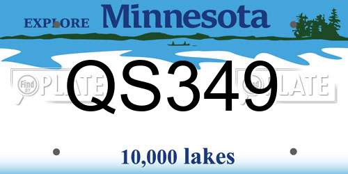 QS349 Minnesota License Plate