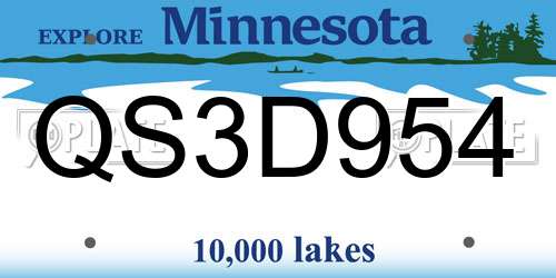 QS3D954 Minnesota License Plate