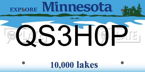 QS3H0P Minnesota License Plate