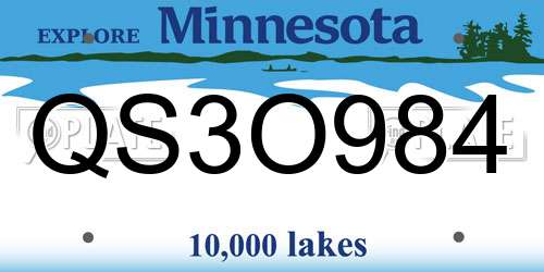 QS3O984 Minnesota License Plate