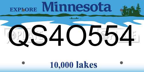 QS4O554 Minnesota License Plate