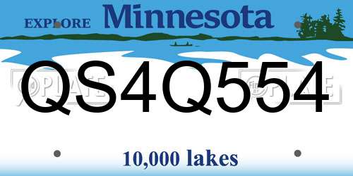 QS4Q554 Minnesota License Plate