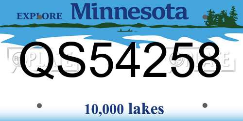 QS54258 Minnesota License Plate