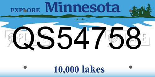 QS54758 Minnesota License Plate